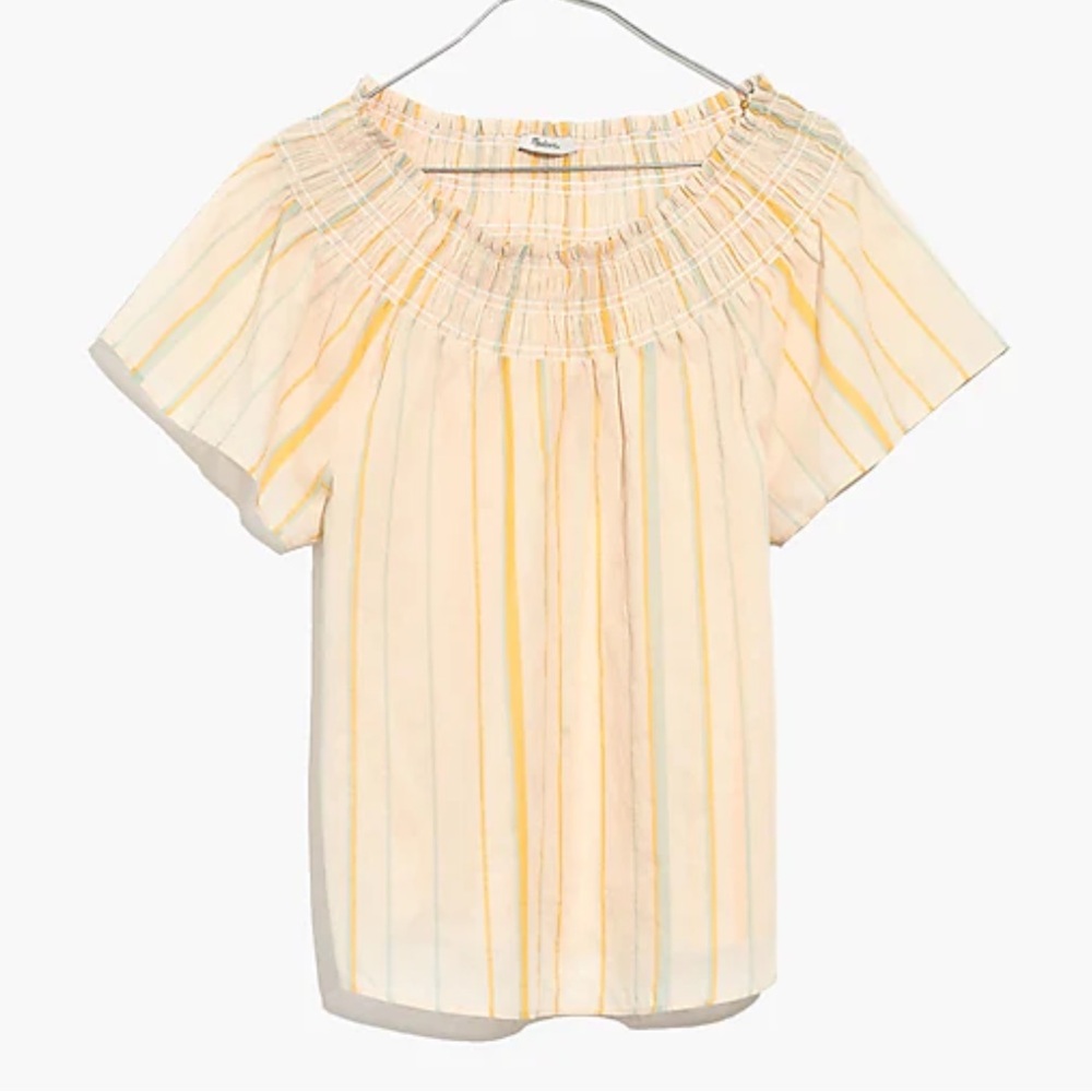 Madewell yellow Smocked Mockneck Top in Stripe
s - Picture 4 of 9